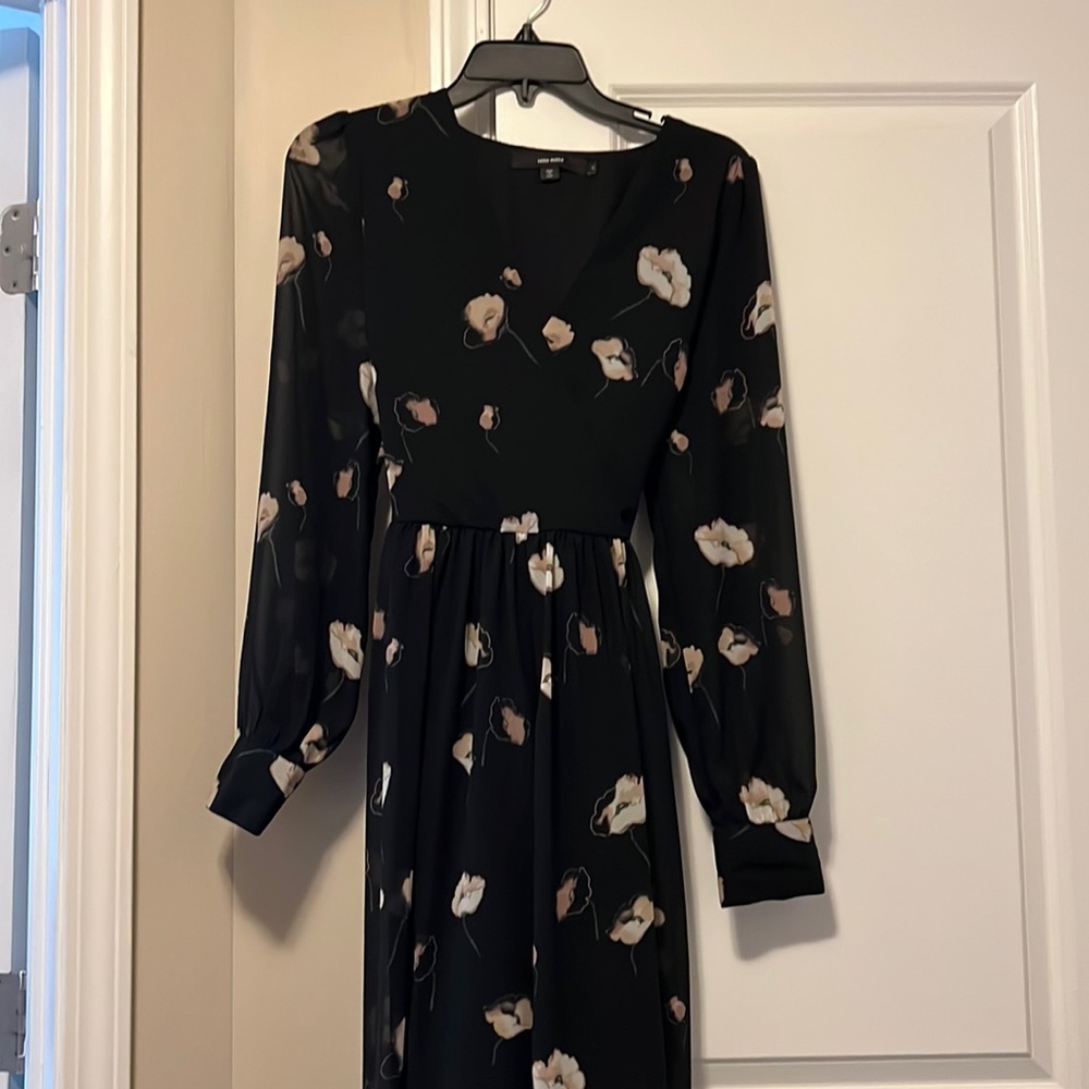 Black and blush floral dress